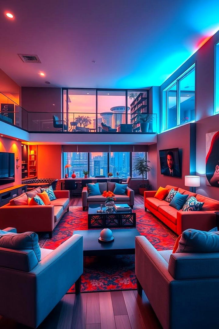 Entertainers Vibrant Haven - 22 orange and blue living room ideas