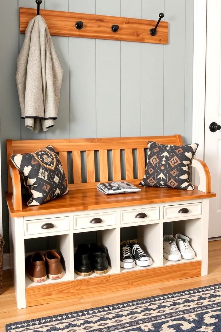Entryway Bench with Shoe Racks - 22 Entryway Bench Ideas