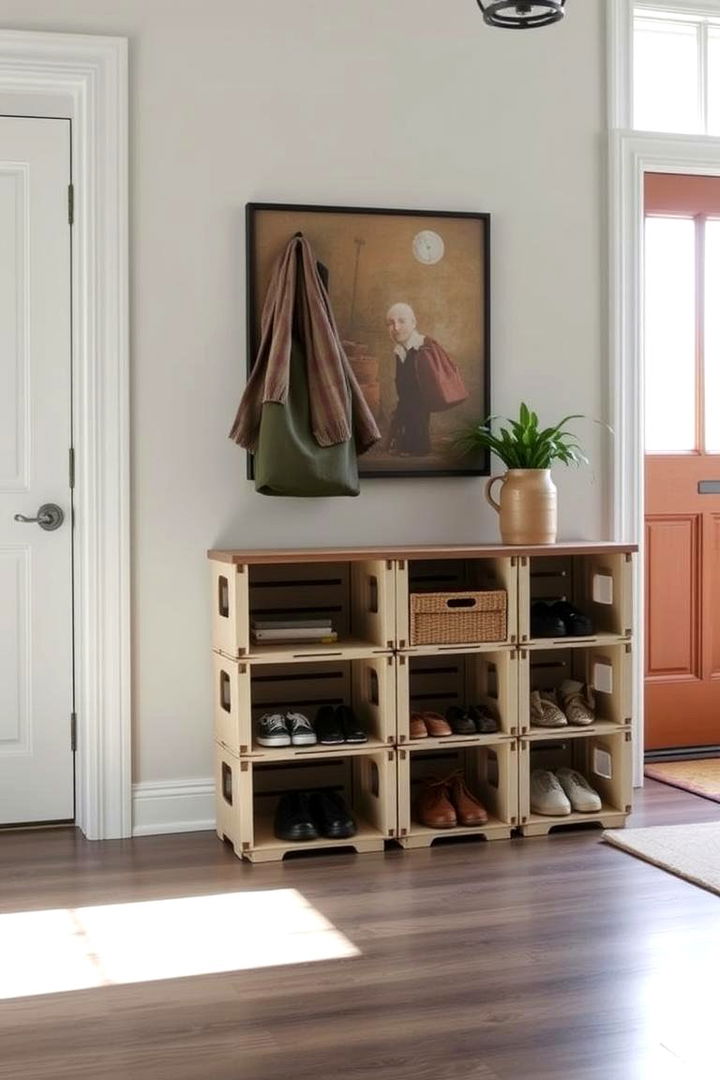 Entryway Storage Console - 22 Milk Crate Storage Ideas