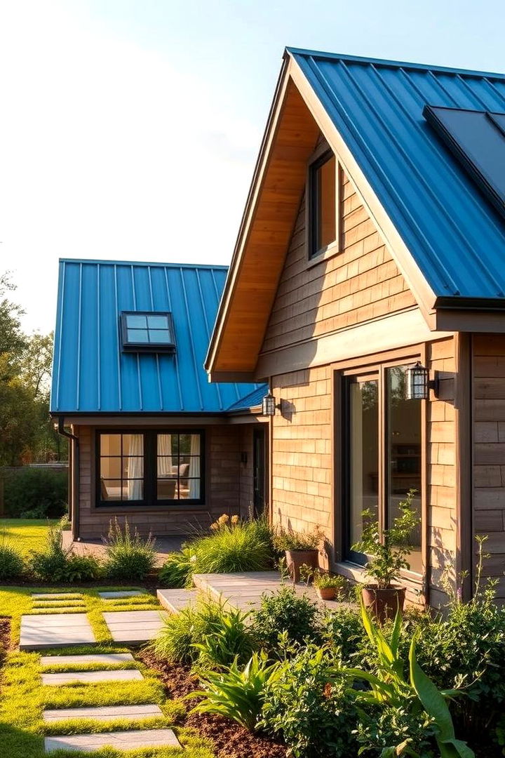 Environmental Impact and Sustainability - 22 houses with blue metal roofs