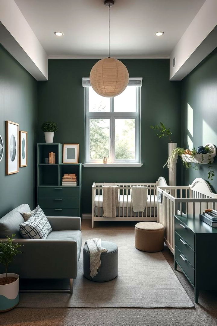 Ergonomic Nursery Layout - 22 Dark Green Nursery Ideas