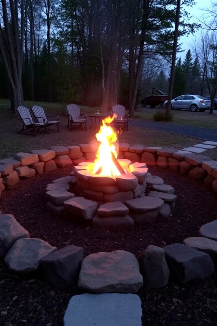 Establishing a Cozy Fire Pit Surrounding - 22 Black River Rock Landscaping Ideas