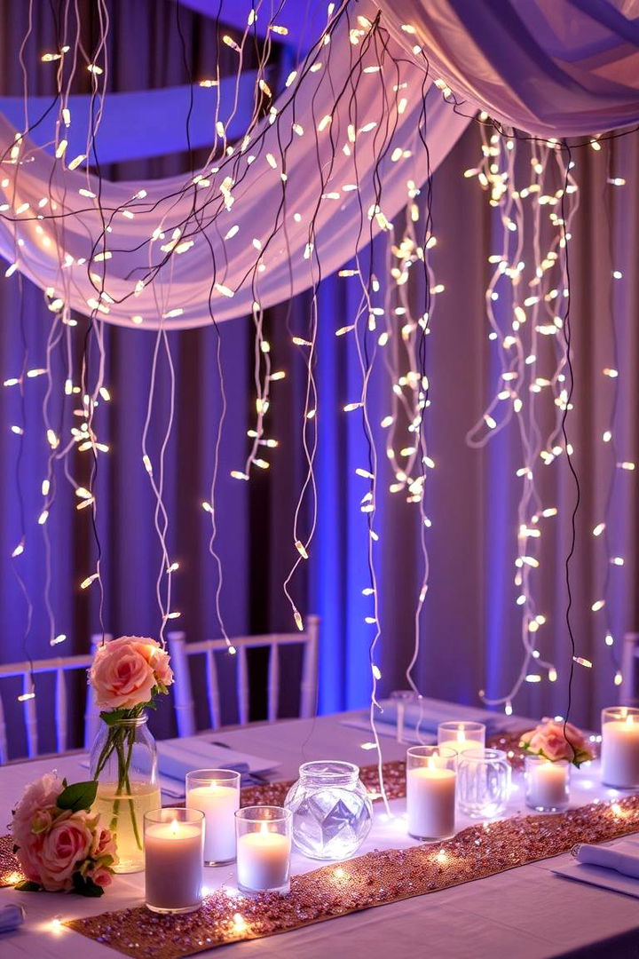 Ethereal Fairy Light Cascades - 22 non-floral wedding centerpiece ideas