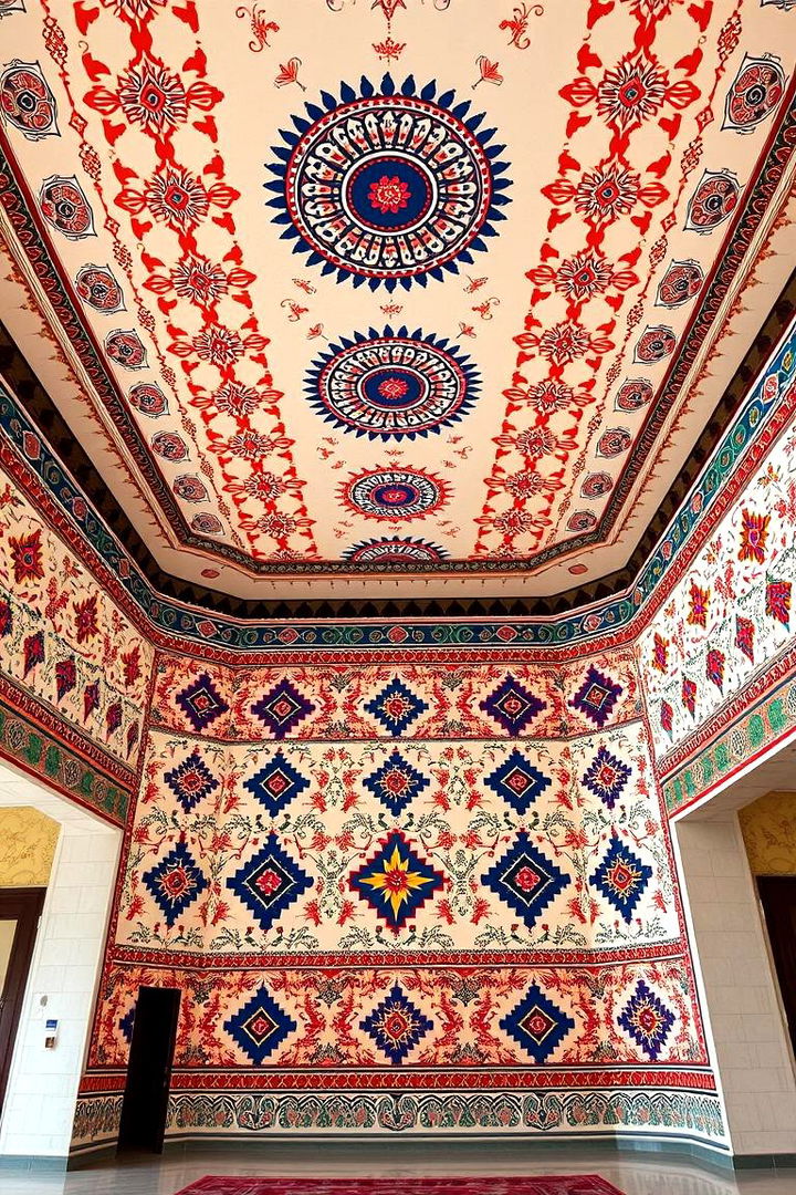 Ethnic Patterned Wall Decals - 22 High Ceiling Tall Wall Decor Ideas