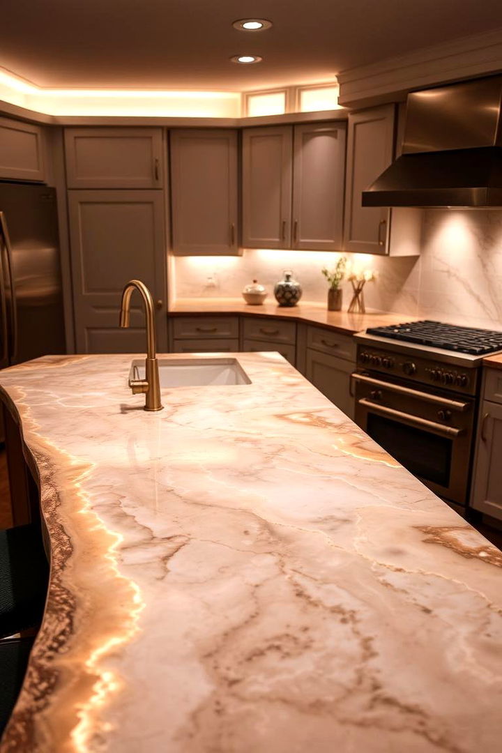 Exotic Onyx Glamour - 22 Kitchen Countertop Ideas