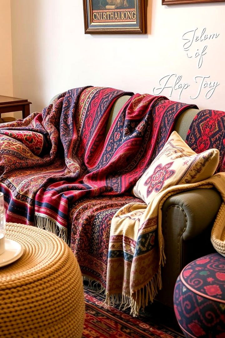 Exotic Throw Blankets and Textiles - 22 Bohemian Moroccan Living Room Ideas