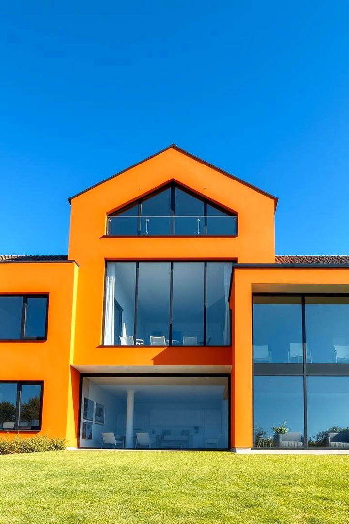 Expansive Glass and Orange Fusion - 22 Orange House Exterior Ideas
