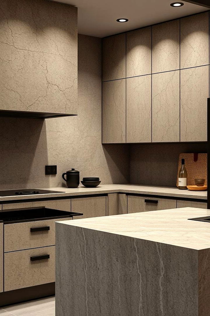 Experimenting with Contrasting Textures - 22 Kitchens Without Upper Cabinets