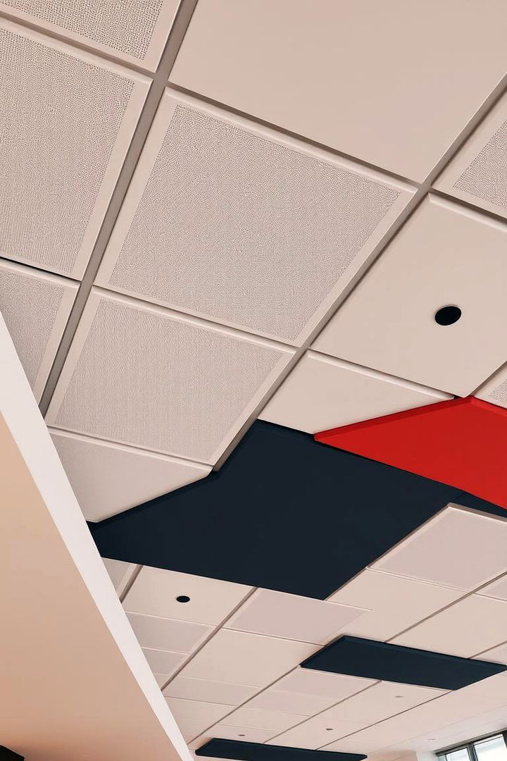 Exposed Acoustic Tiles - 22 Cheap Ceiling Ideas