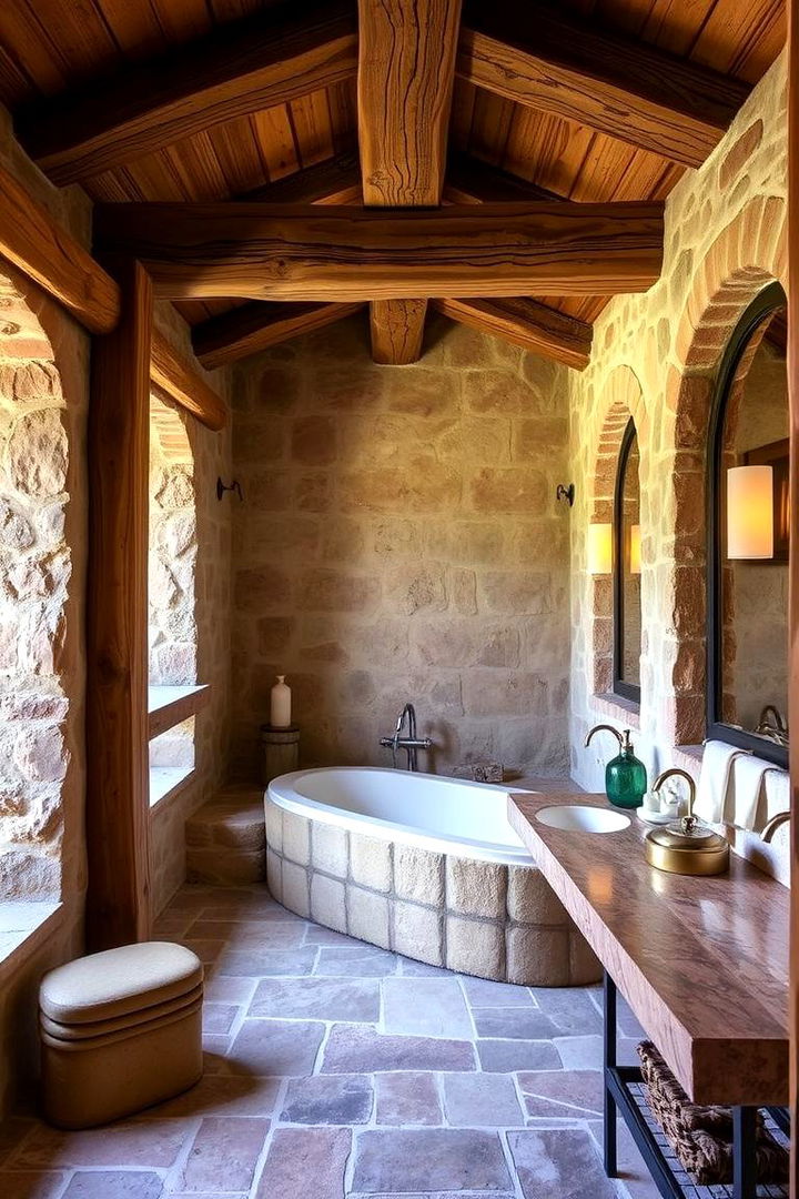 Exposed Beam Accents - 22 Tuscan Bathroom Ideas