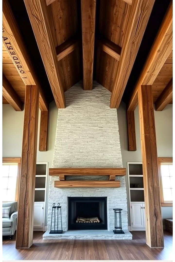 Exposed Beam Ambiance - 22 Farmhouse Fireplace Ideas