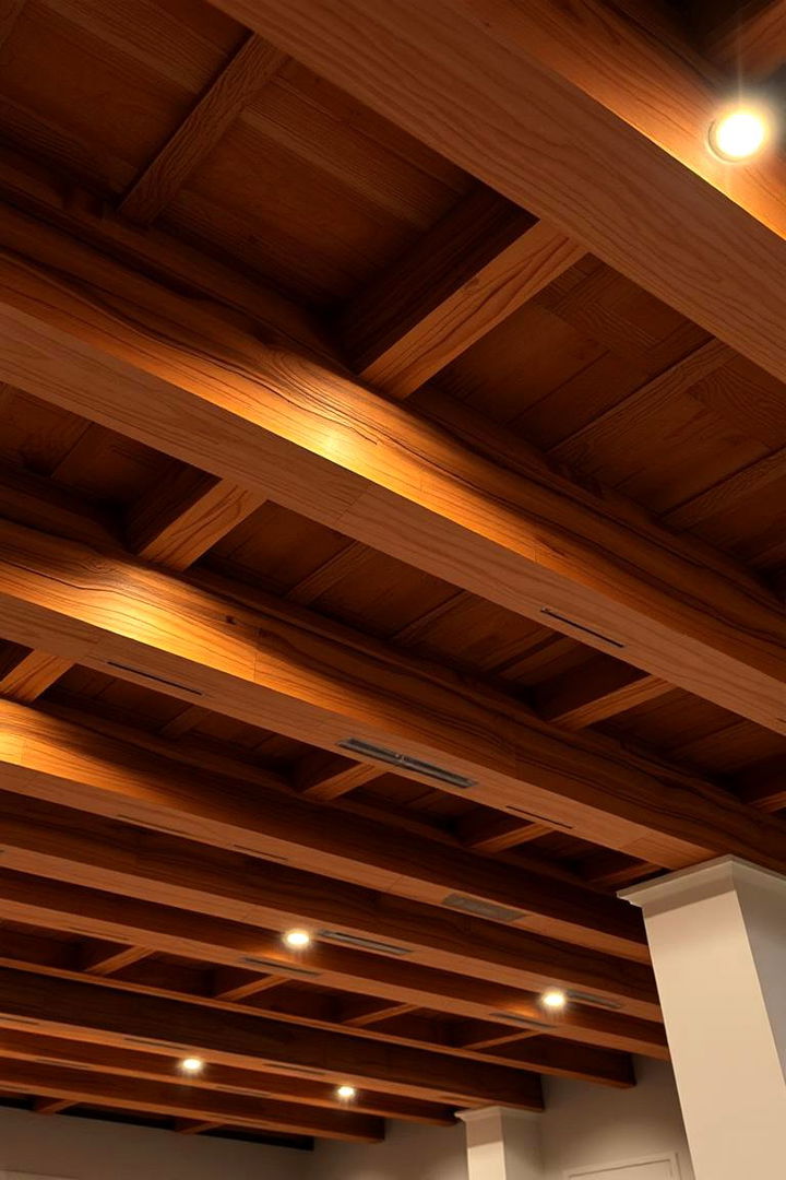 Exposed Beam with LED Lighting - 22 Exposed Basement Ceiling Ideas