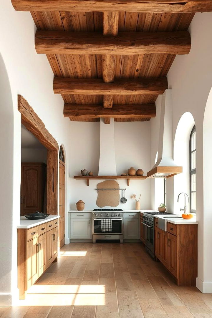 Exposed Beams Charm - 22 Rustic White Kitchen Ideas