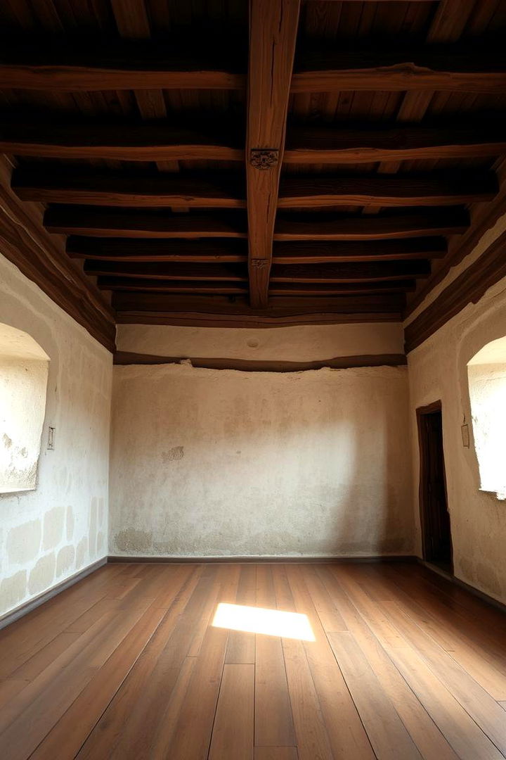 Exposed Beams and Plaster Walls - 22 Farmhouse Living Room Ideas