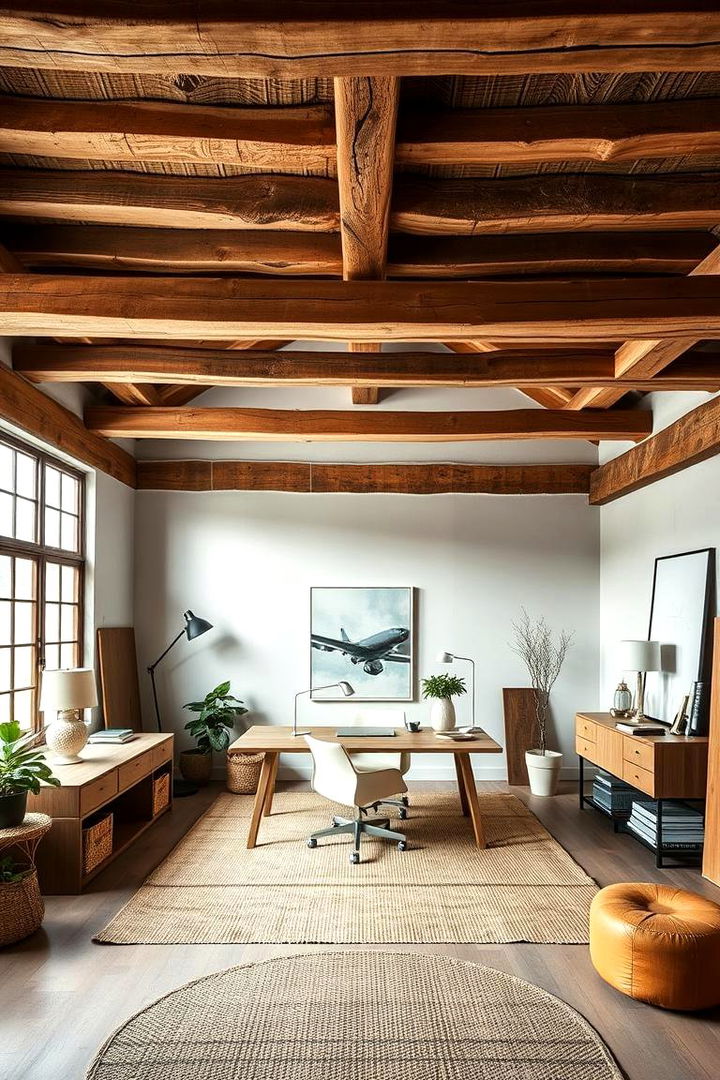 Exposed Beams and Raw Materials - 22 Rustic Home Office Ideas