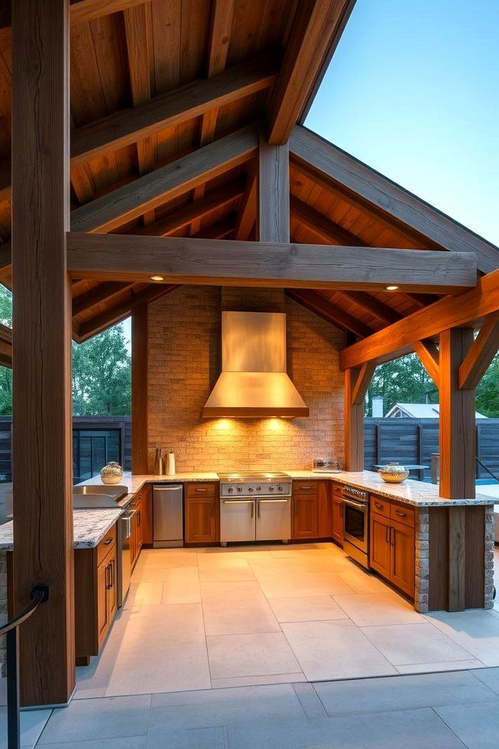 Exposed Beams and Timber - 22 Rustic Outdoor Kitchen Ideas