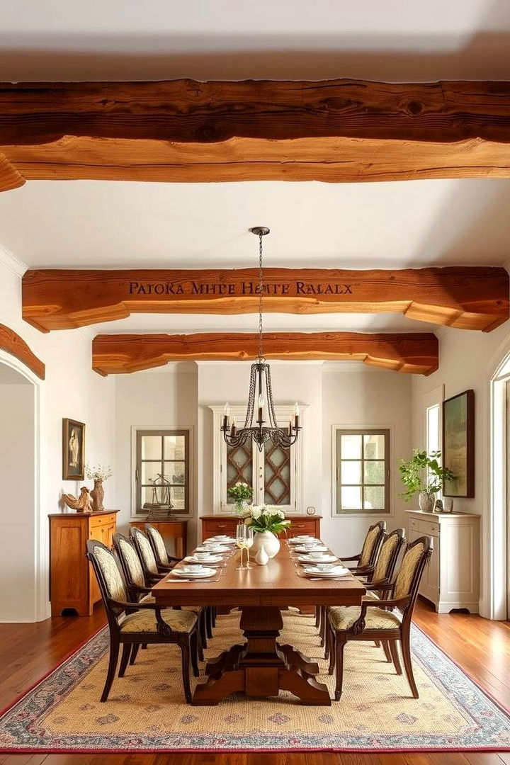 Exposed Beams - 22 French Country Dining Room Ideas