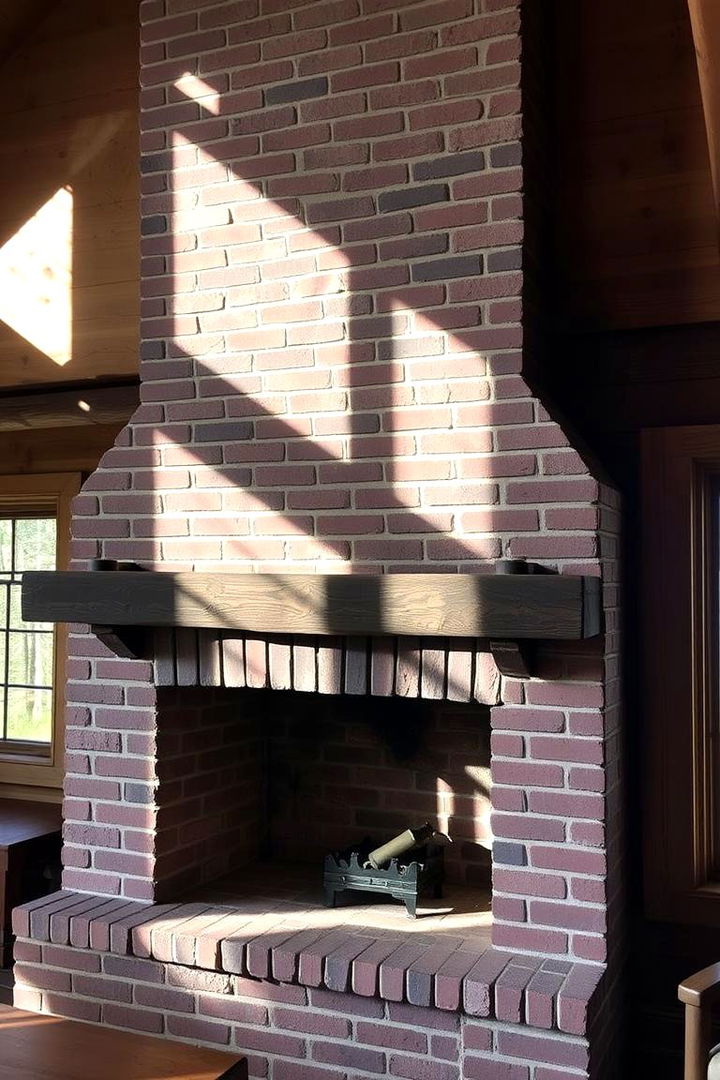 Exposed Brick Chimney - 22 Cabin Fireplace Ideas