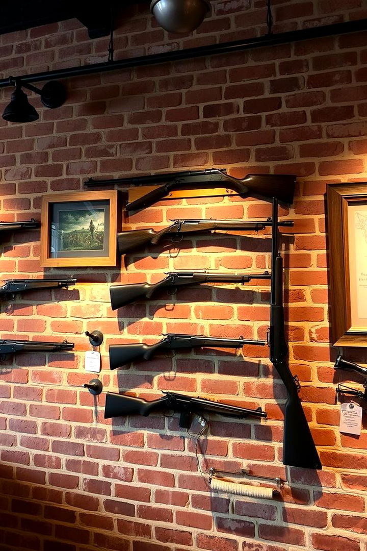 Exposed Brick Gun Gallery Wall - 22 Gun Wall Ideas