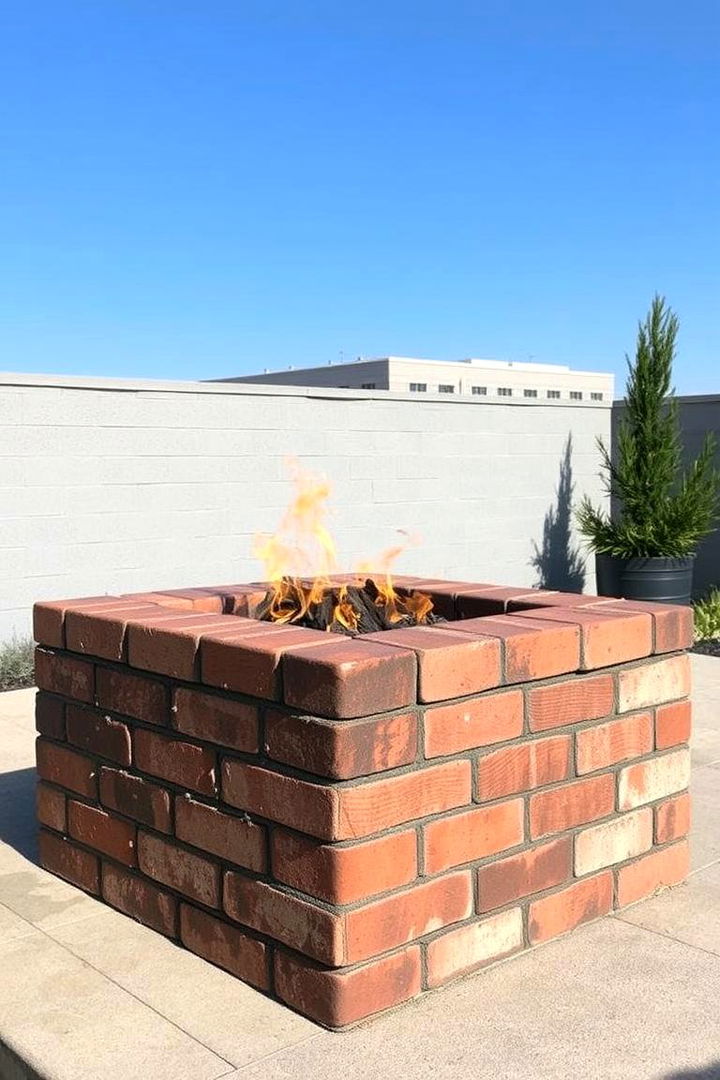 Exposed Brick Square Fire Pit - 22 Square Fire Pit Ideas