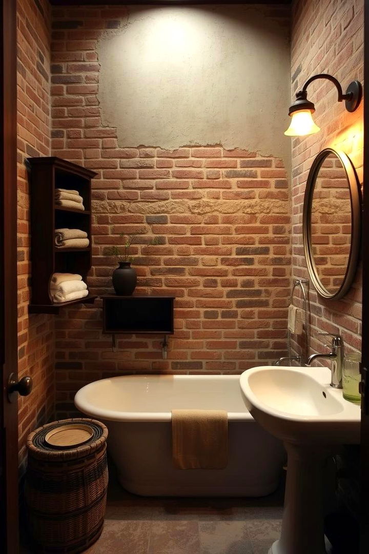 Exposed Brick Walls - 22 Vintage Bathroom Ideas