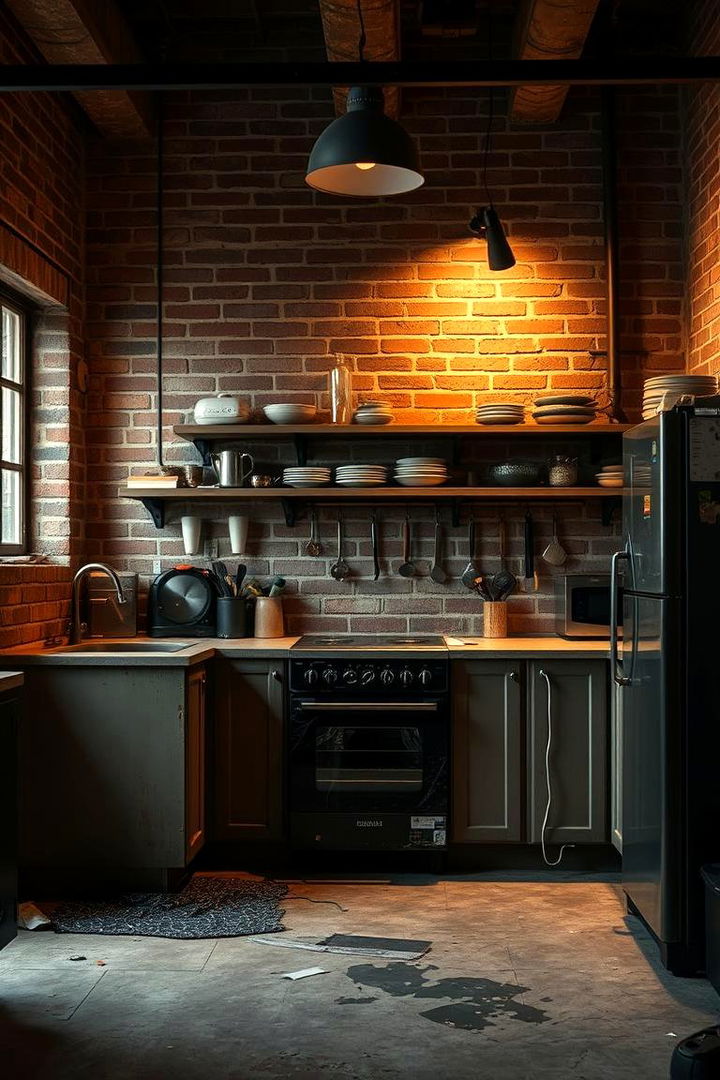 Exposed Brick Walls Feature - 22 Dirty Kitchen Ideas