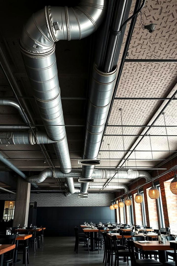Exposed Ductwork Features - 22 Industrial Dining Room Ideas