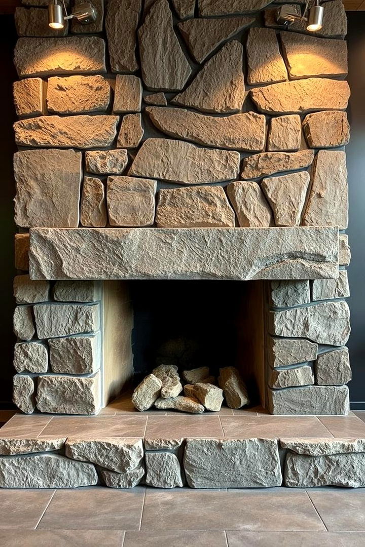Exposed Stone Mantel Design - 22 Stone Fireplace Ideas