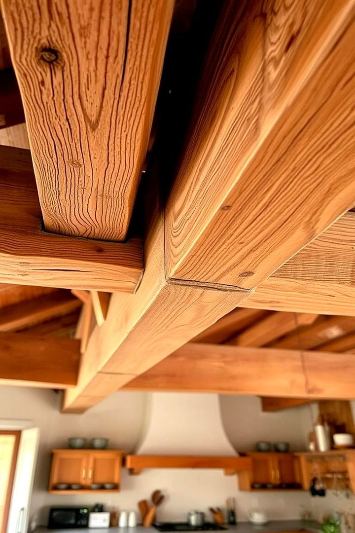 Exposed Wooden Beam Details - 22 Primitive Kitchen Ideas
