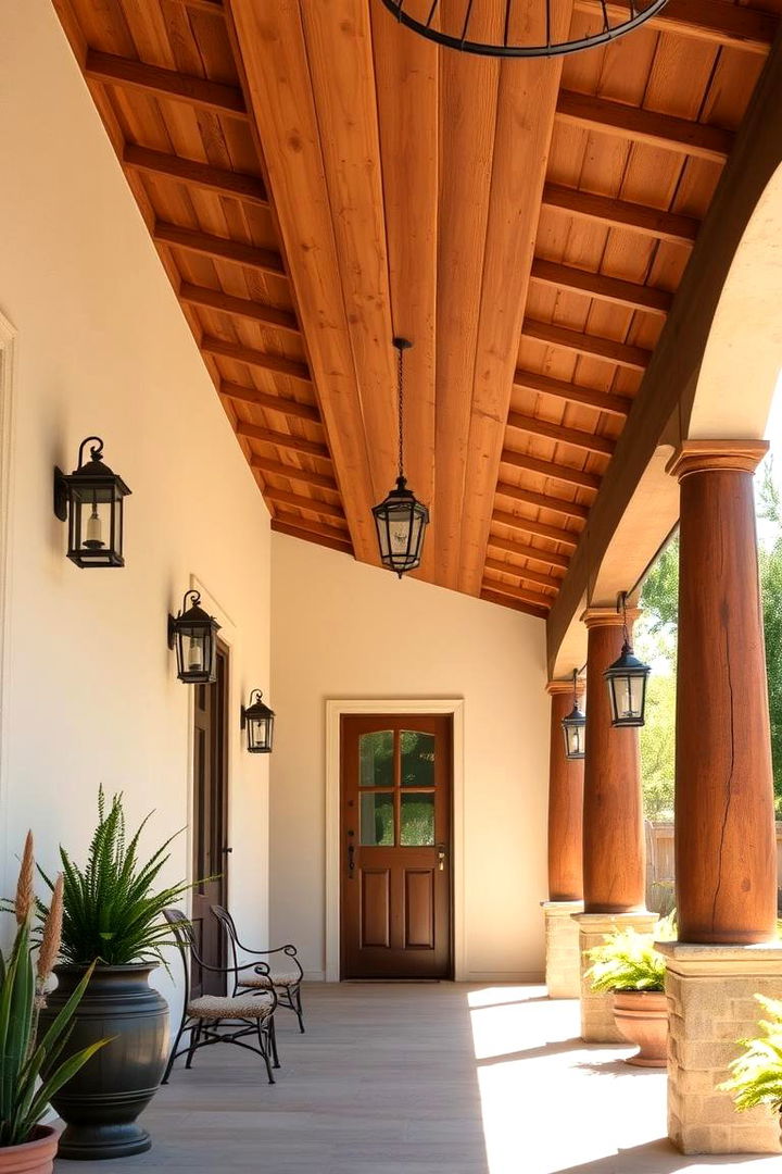 Exposed Wooden Beams - 22 spanish style front porch ideas