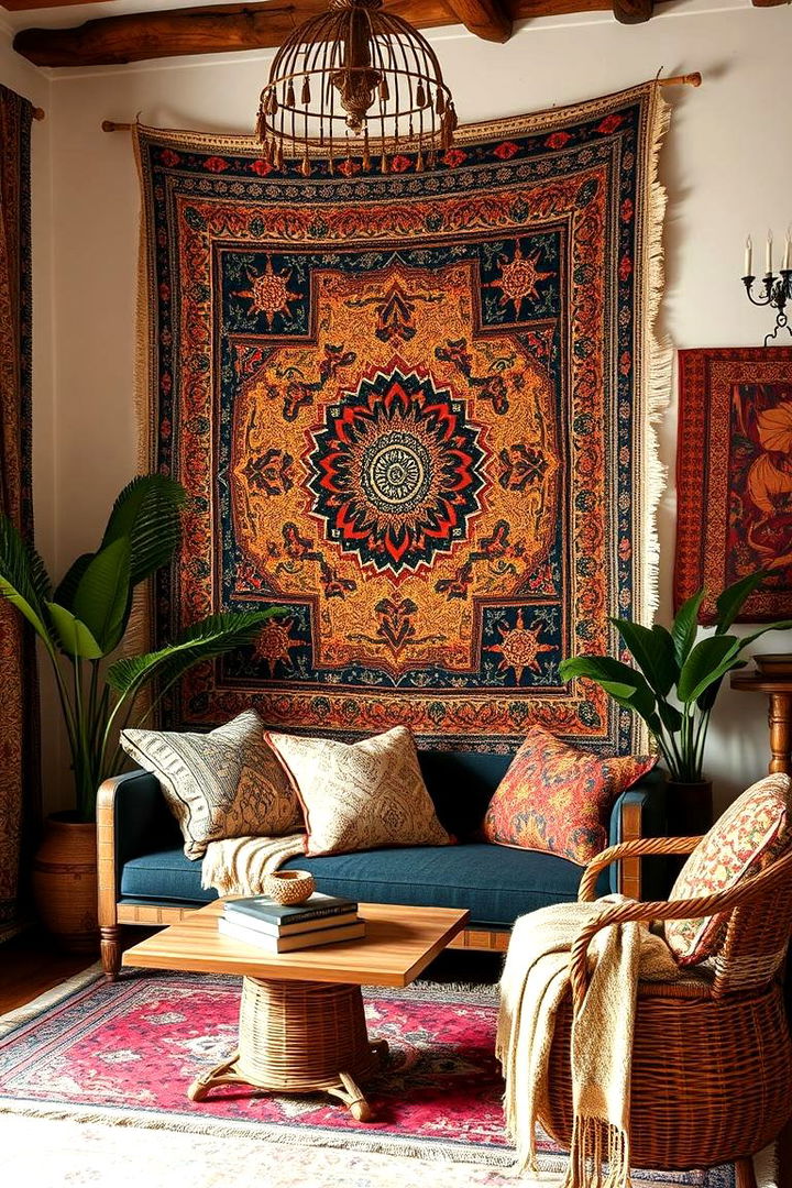 Expressive Artisanal Tapestries - 22 Black and White Boho Living Room Ideas