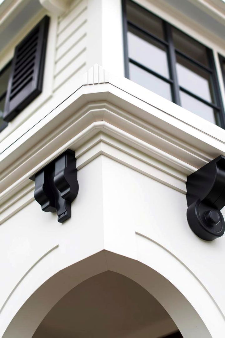 Exquisite Architectural Detailing - 22 single story white house black trim