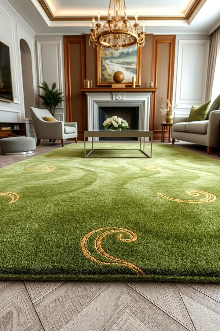 Exquisite Green Toned Carpets - 22 Green and Gold Living Room Ideas