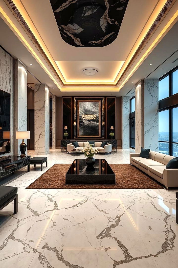 Exquisite Marble Touches - 22 Black Living Room Ideas
