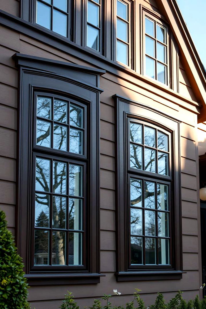 Exquisite Window Designs Merged with Brown - 22 Chocolate Brown House Exterior Design Ideas