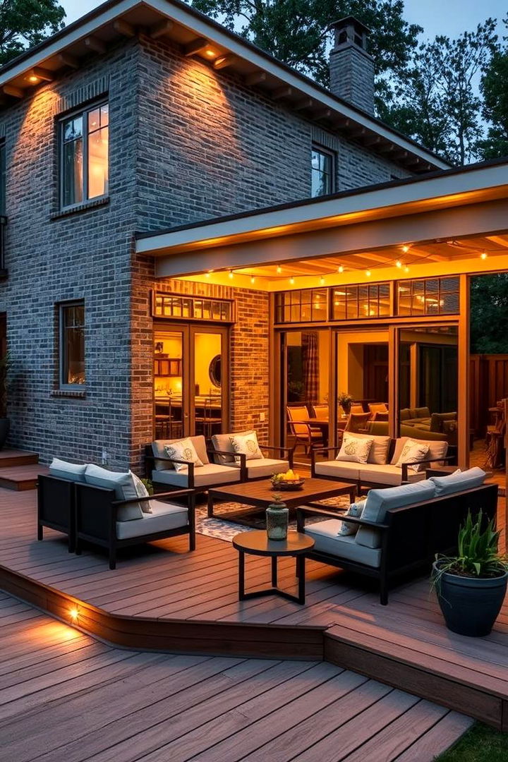 Extended Outdoor Living - 22 Sage Green Painted Brick House Ideas