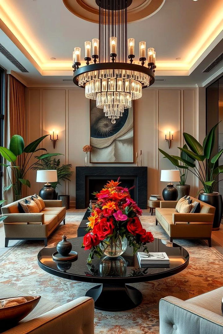 Extravagant Centerpieces and Botanicals - 22 Glam Living Room Ideas