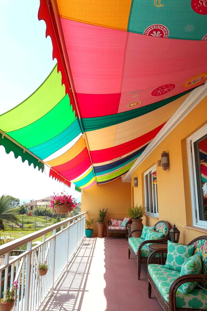 Fabric Canopies for Colorful Comfort - 22 Balcony Shade Ideas