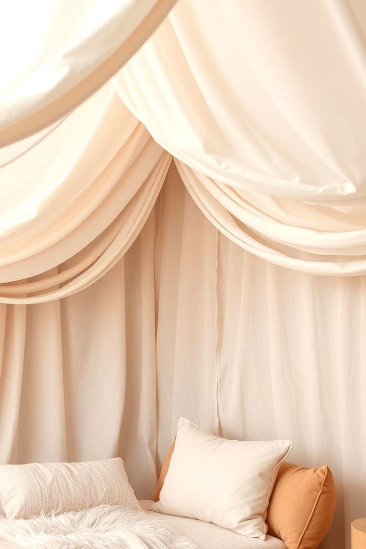 Fabric Draped Ceilings for Soft Sophistication - 22 Living Room Ceiling Ideas