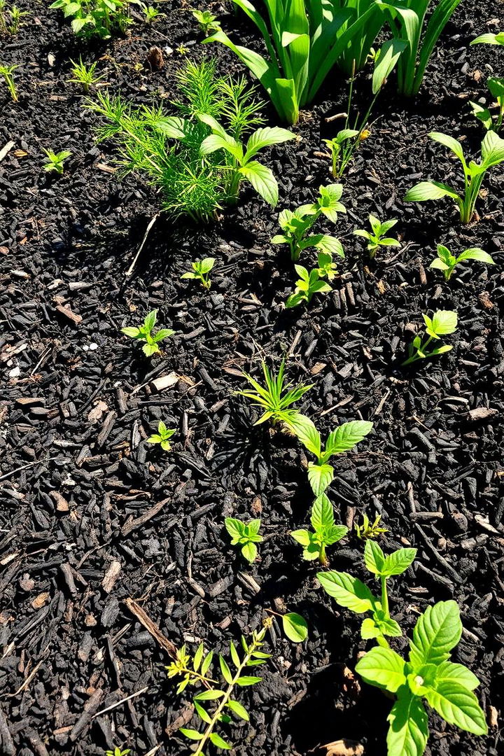 Facilitating Weed Control and Soil Temperature Regulation - 22 Black Mulch Landscaping Ideas