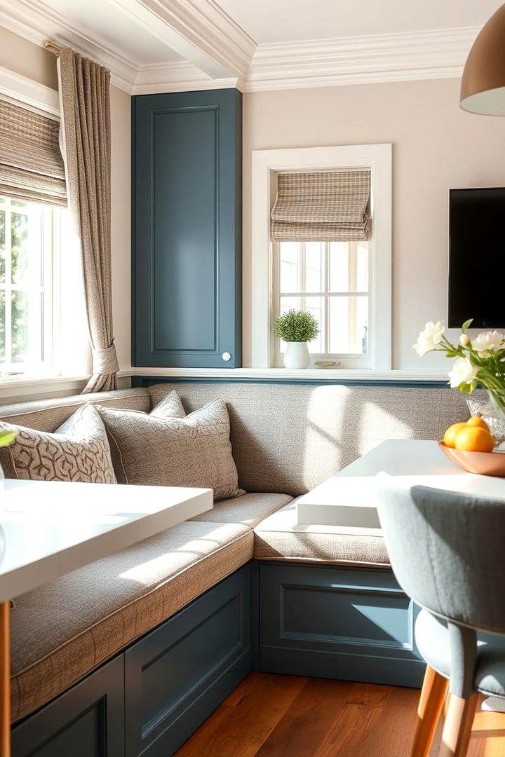 Family Friendly Banquette with Durable Fabric - 22 Banquette Seating Ideas
