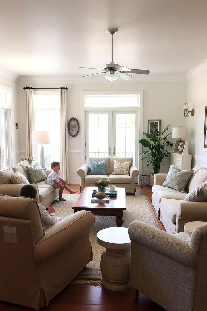 Family Friendly Coastal Living - 22 Beach House Living Room Ideas