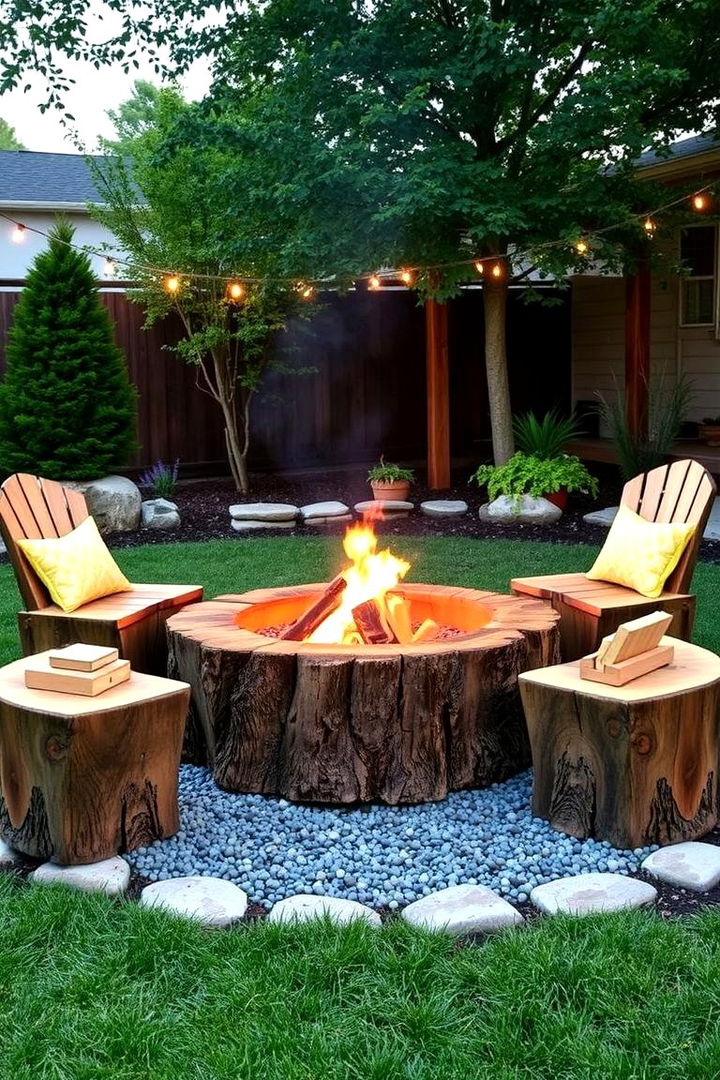 Family Friendly Gathering Spot - 22 Tree Stump Fire Pit Ideas