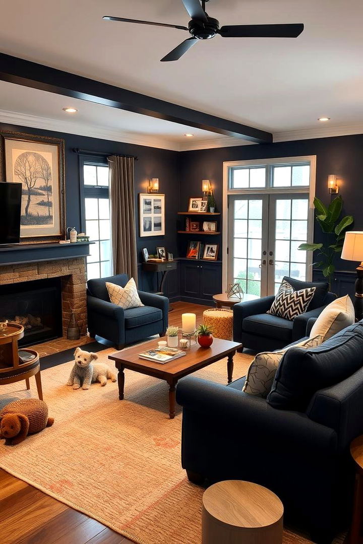 Family Friendly Layout - 22 Navy Blue Living Room Ideas