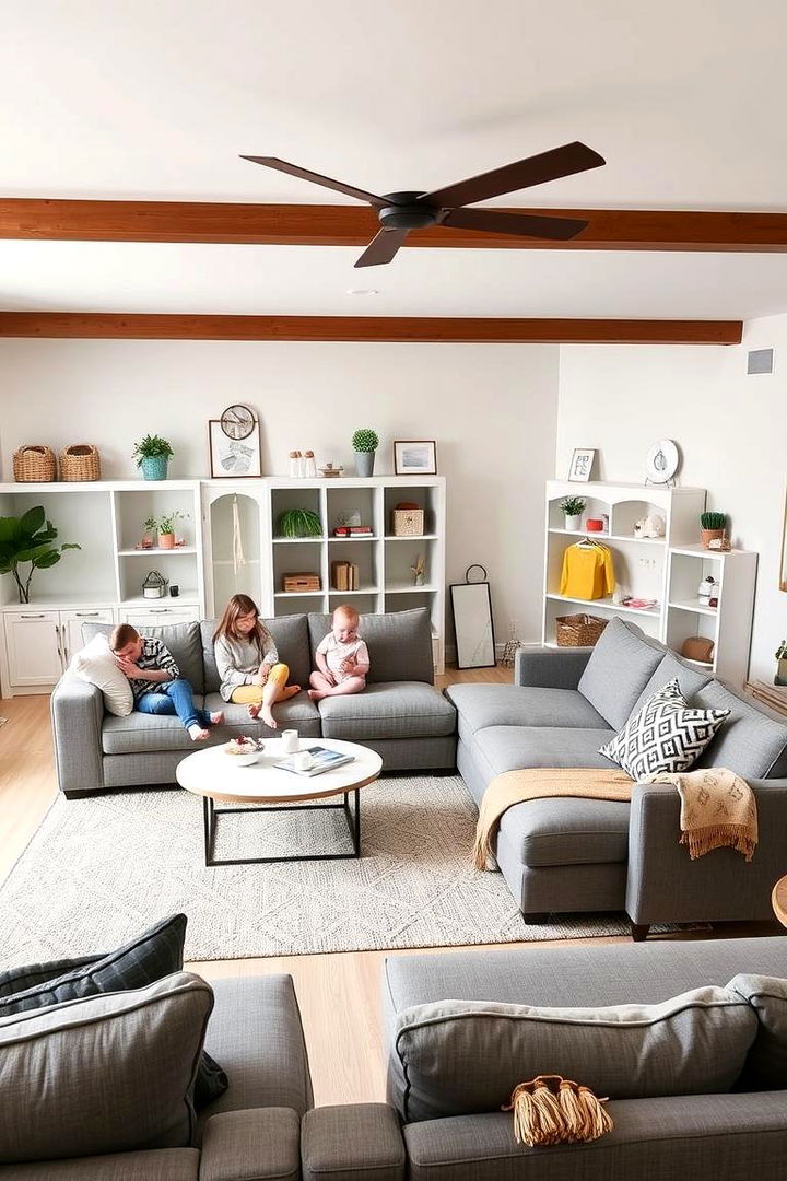 Family Friendly Space with Versatile Use - 22 Grey Sectional Living Room Ideas