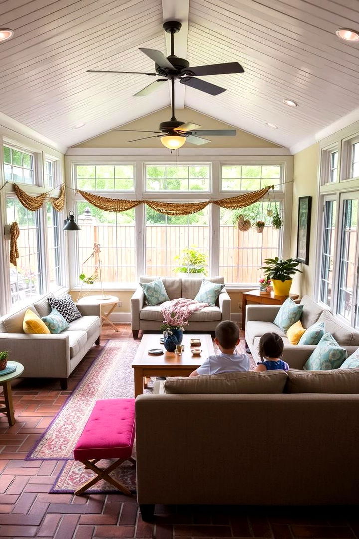 Family Gathering Zones - 22 Brick Floor Sunroom Ideas