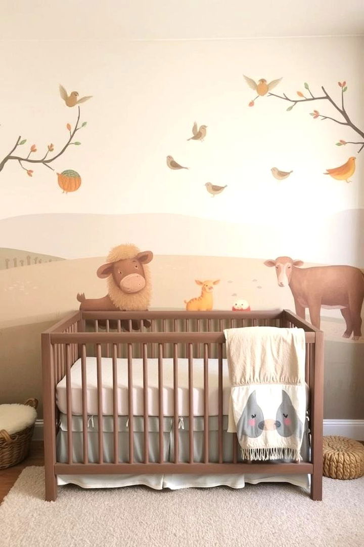 Farm Animal Wall Murals - 22 Farmhouse Nursery Ideas