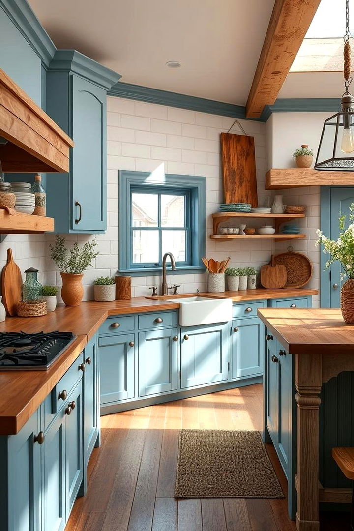Farmhouse Blue Comfort - 22 Blue Kitchen Island Ideas