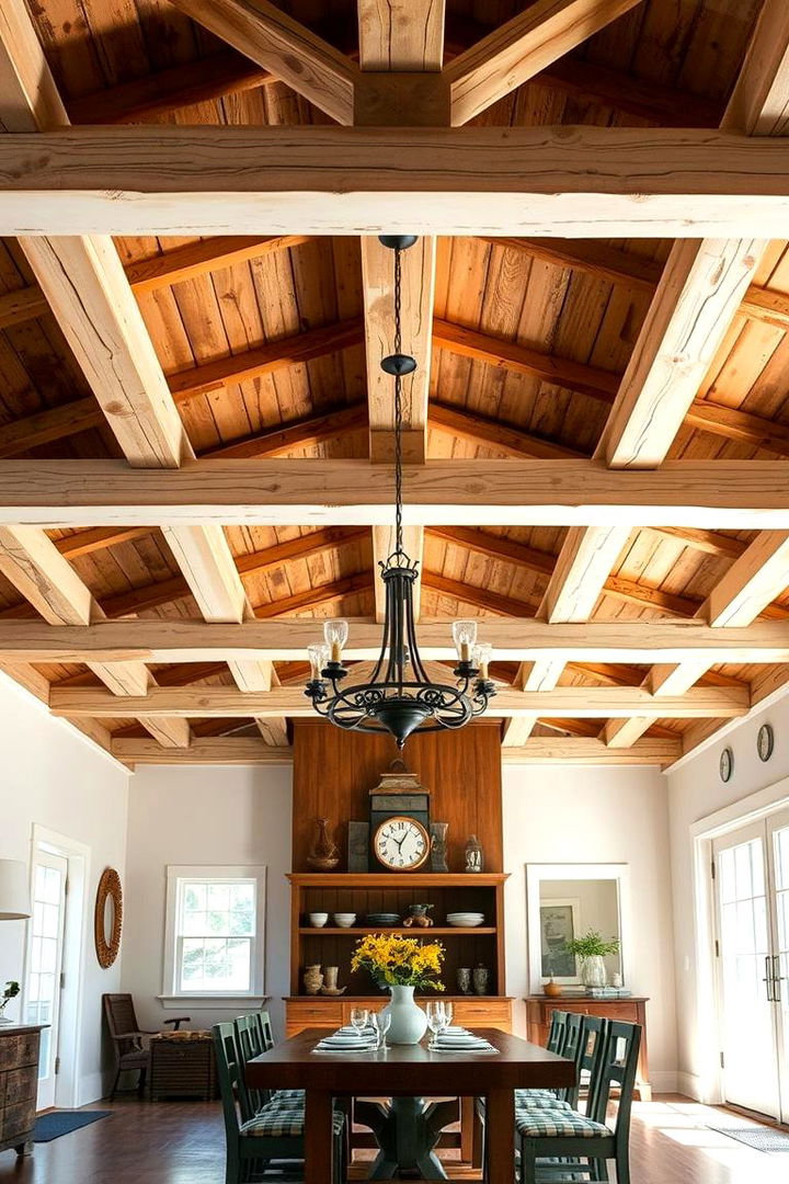 Farmhouse Charm - 22 Dining Room Ceiling Ideas