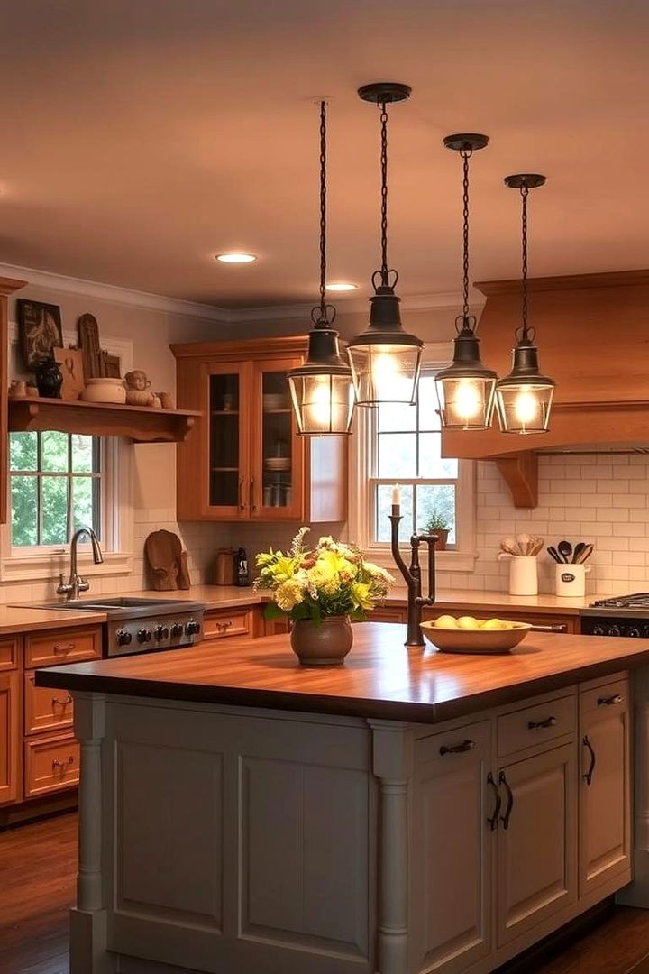 Farmhouse Flair Lighting - 22 Farmhouse Kitchen Island Ideas